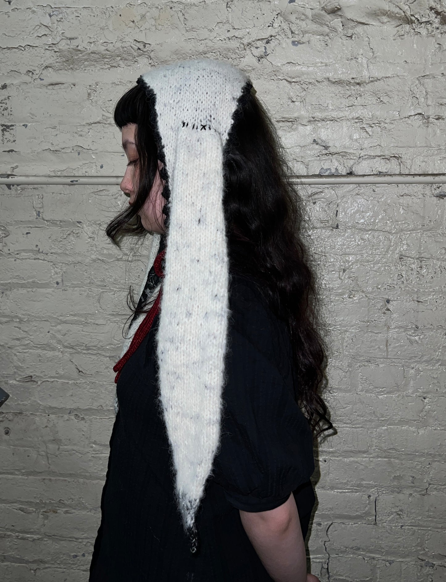 lace rabbit ears - white & black