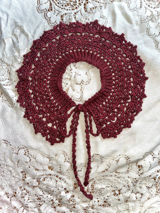 crochet lace collar - faded red